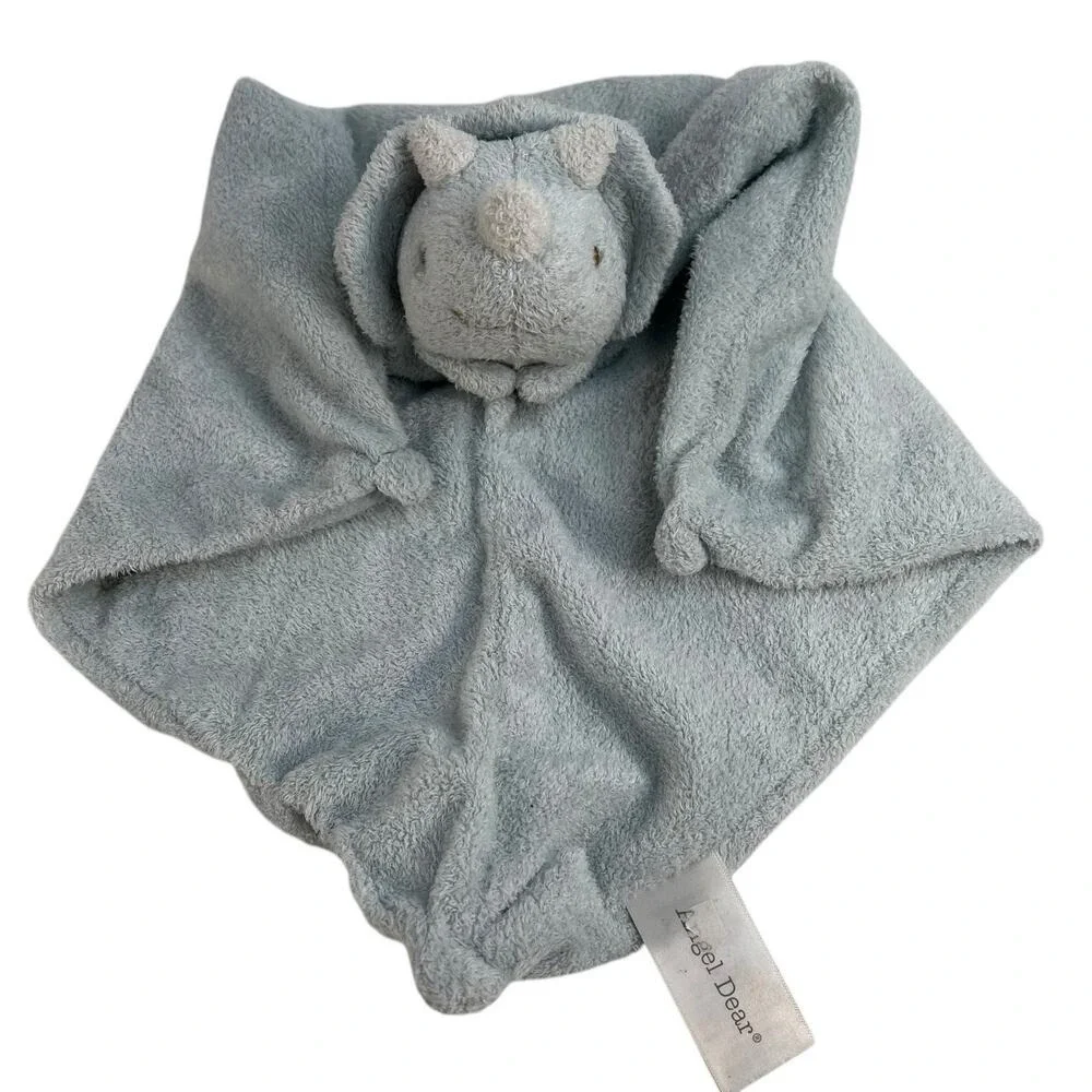 Angel Dear Blue Dino Dinosaur Soft Plush Security Blanket Lovey Knot Knotted